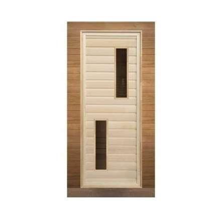 Дверь для бани липа с 2-мя стеклами (кор. хвоя) 1900x700 (без петель) купить в Бресте