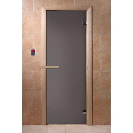Дверь для бани Doorwood Графит матовый 1900x700 мм (коробка хвоя, стекло 6 мм, 2 петли) в Бресте