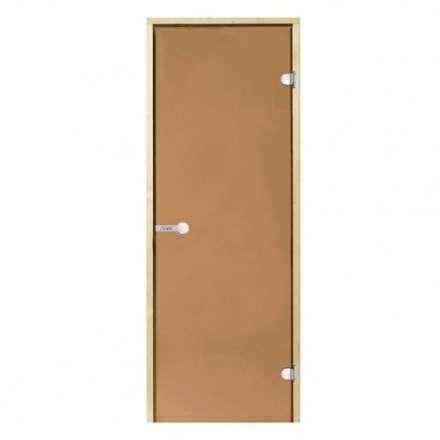 Дверь для бани стеклянная Harvia 7/19 коробка сосна, бронза в Бресте