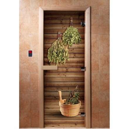 Дверь для сауны Doorwood с фотопечатью A004 1900x700 в Бресте