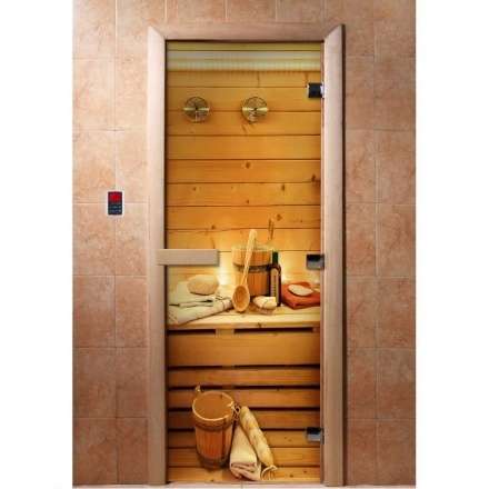 Дверь для сауны Doorwood с фотопечатью A033 1900x700 в Бресте