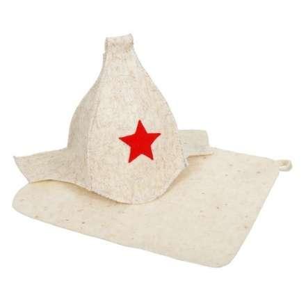 Набор из двух предметов (Шапка Будёновка белая, коврик) 41128 в Бресте