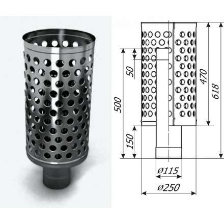 Каменка натрубная ДИЗЕЛЬ, ф115, 1/0,5мм, нерж/нерж в Бресте