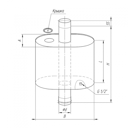 Бак Ferrum Комфорт эллиптический с трубой 60 л в Бресте