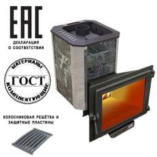 Печь Пегас 16 панорама в камне змеевик в Бресте