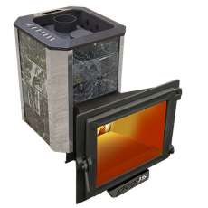 Печь Пегас 16 панорама в камне змеевик Амазонка бай фото в Бресте