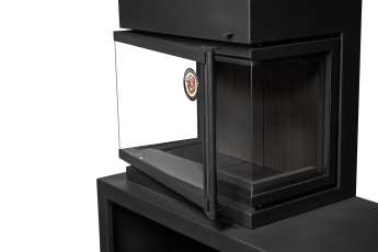 Камин МАДРИД на дровнике Гигант слева черный\белый шамот в Бресте