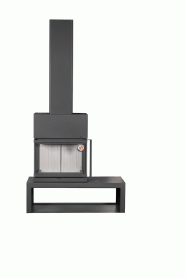 Камин МАДРИД на дровнике Гигант слева черный\белый шамот в Бресте