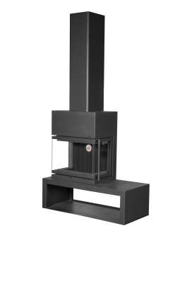 Камин МАДРИД на дровнике Гигант слева черный\белый шамот в Бресте