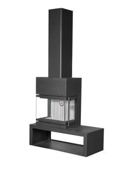 Камин МАДРИД на дровнике Гигант слева черный\белый шамот в Бресте