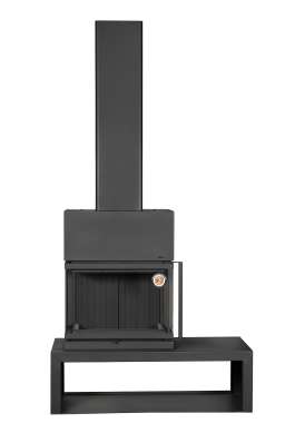 Камин МАДРИД на дровнике Гигант слева черный\белый шамот в Бресте