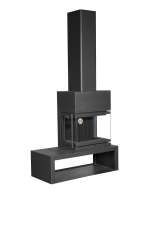 Камин МАДРИД на дровнике Гигант справа черный\белый шамот в Бресте