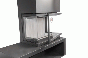 Камин МАДРИД на дровнике Гигант справа черный\белый шамот в Бресте