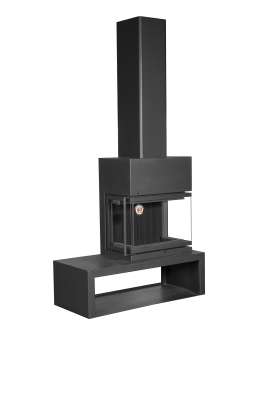 Камин МАДРИД на дровнике Гигант справа черный\белый шамот в Бресте