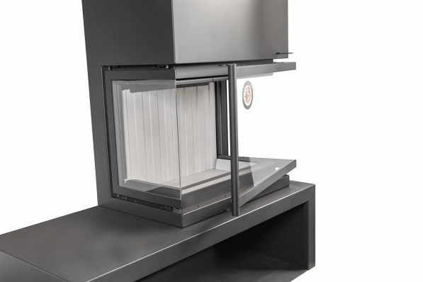 Камин МАДРИД на дровнике Гигант справа черный\белый шамот в Бресте