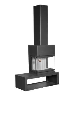 Камин МАДРИД на дровнике Гигант справа черный\белый шамот в Бресте