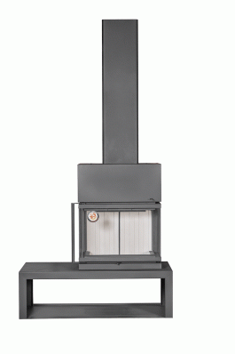 Камин МАДРИД на дровнике Гигант справа черный\белый шамот в Бресте