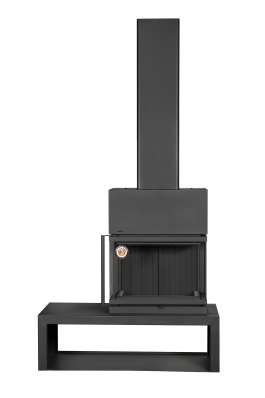 Камин МАДРИД на дровнике Гигант справа черный\белый шамот в Бресте