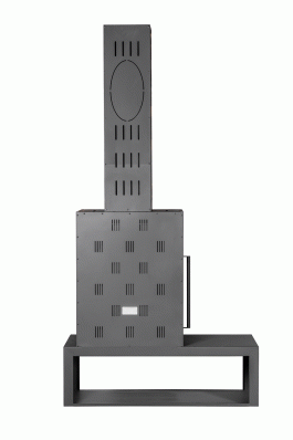 Камин МАДРИД на дровнике Гигант справа черный\белый шамот в Бресте