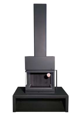Камин МАДРИД на дровнике Гигант центральный черный\белый шамот в Бресте