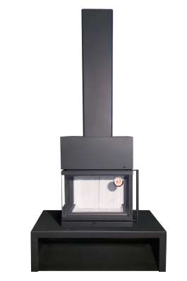 Камин МАДРИД на дровнике Гигант центральный черный\белый шамот в Бресте