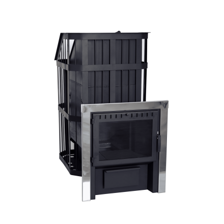 Печь банная Сибирь-24 c закрытой каменкой, панорамная дверца в Бресте