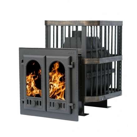 Печь банная Сибирь-24 с двухстворчатой каминной дверцей Амазонка бай фото в Бресте