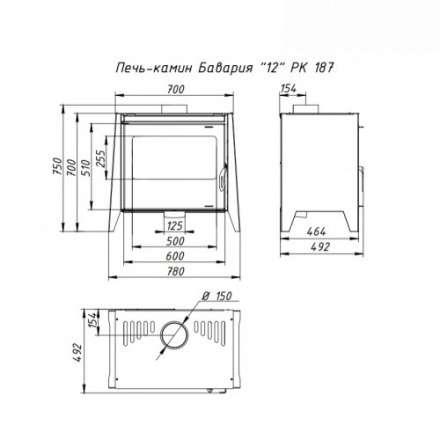 Печь-камин стальная со стеклом Бавария 12 фото в Бресте