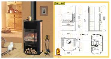 Купить стальной камин с шамотом Мета-Бел Ангара в Бресте фото в Бресте