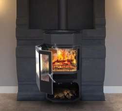 Недорогой камин с отделкой шамотом Сибирь 12 фото в Бресте