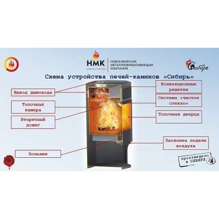 Стальной популярный камин с дровницей Сибирь 12 фото в Бресте