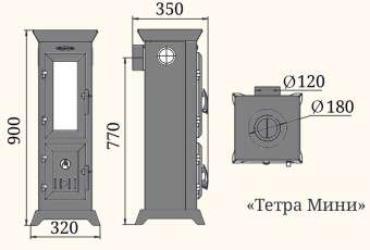 Отопительная печь Термофор Статика Тетра Мини, чёрная бронза фото в Бресте