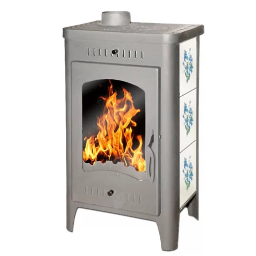 Стальной камин со стеклом Бавария Оптима Незабудка с плитой фото в Бресте