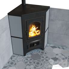 Купить печь-камин Везувий ПК-01 (220) с конфоркой угловой талькохлорит в Бресте фото в Бресте