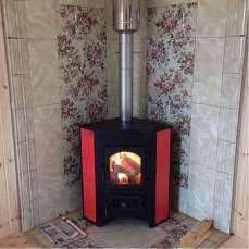 Купить Печь-камин Везувий ПК-01 (220) угловой красный 9 кВт в Бресте в Бресте