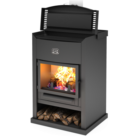 Стальной камин с дровницей Теплодар ОВ-120 (прямой) фото в Бресте