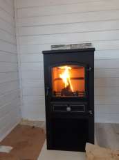 Стальной печь-камин со стеклом ЭТНА (БКД) с плитой фото в Бресте