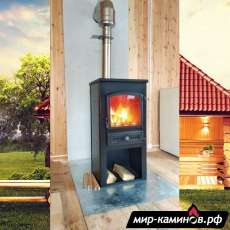 Недорогая печь-камин со стеклом ЭТНА (БКД) с плитой в интерьере фото в Бресте