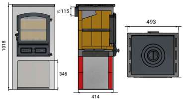 Стальной камин со стеклом ЭТНА (БКД) с плитой и теплообменником фото в Бресте