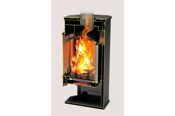 Стальной недорогой камин с дровницей Теплодар Румба фото в Бресте
