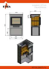 Стильный камин ЭТНА (Панорама) с плитой "Антрацит" высокий фото в Бресте