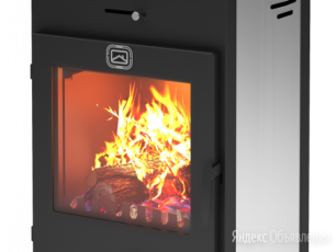 Стальной недорогой камин со стеклом и дровницей Теплодар Танго плюс фото в Бресте