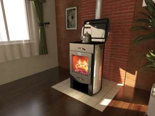 Стальной недорогой камин со стеклом Теплодар Танго плюс фото в Бресте