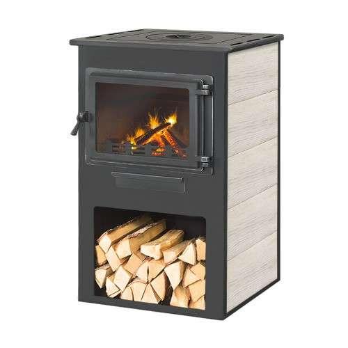 Печь-камин ЭТНА (Панорама) с плитой Амазонка бай фото в Бресте