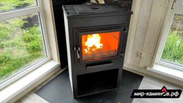 Недорогой печь-камин ЭТНА (Панорама) с плитой и ТО Антрацит" высокий фото в Бресте