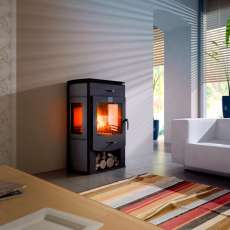 Стильный камин с тремя стеклами Теплодар Танго Трио фото в интерьере в Бресте