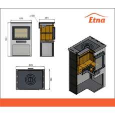 Печь-камин ЭТНА (Панорама) с плитой и теплообменником Амазонка бай фото в Бресте