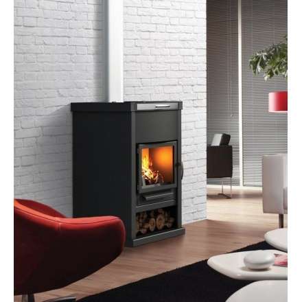 Стальной недорогой камин Теплодар ОВ-140 (прямой) фото в интерьере в Бресте