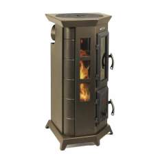 Отопительная недорогая печь Термофор Статика Квинта, чёрная бронза фото с боку в Бресте