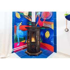 Угловая стальная печь Термофор Статика Квинта, чёрная бронза фото в Бресте